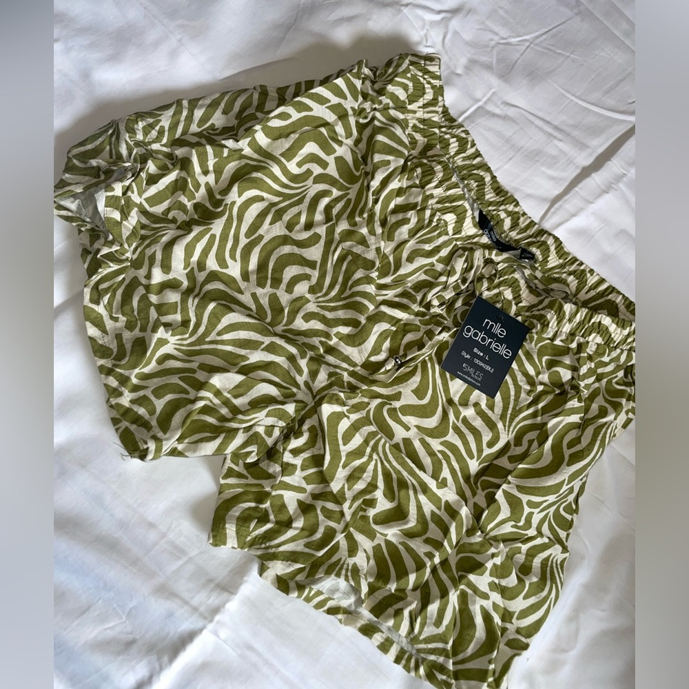 Mlle Gabrielle Olive Zebra Print Shorts
